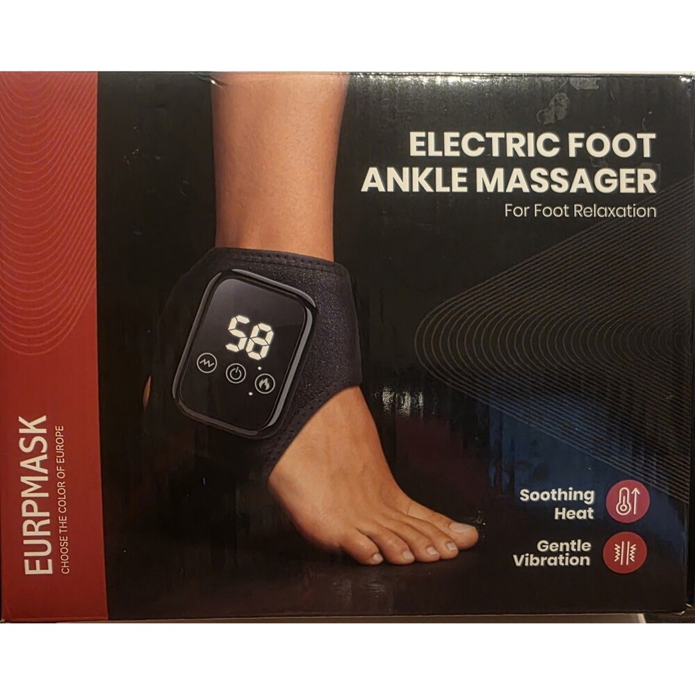 EURMASK Electric Foot Ankle Massager Soothing Heat Gentle Vibration w/Socks